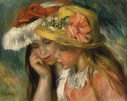 Tetes De Deux Jeunes Filles [also Known As The Two Sisters] by Pierre Auguste Renoir